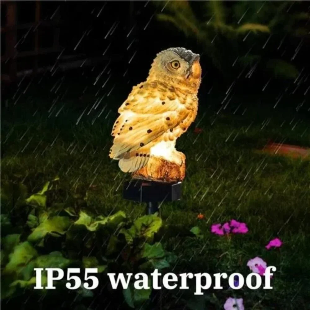 Garden Solar Light Outdoor Decor, Resin Owl Solar LED Light with Stake